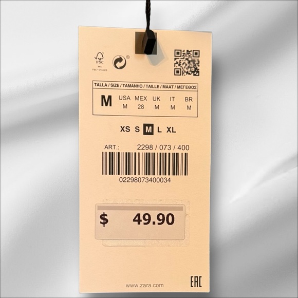 Zara Dress Icy Blue! Long Sleeves Mini Size M NWT - Picture 3 of 9